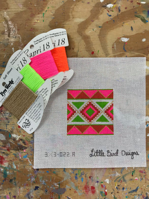 3x3-022A Pink, orange, chartreuse Mexican geometric 1