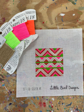 3x3-023A Pink, orange, chartreuse Mexican geometric 2