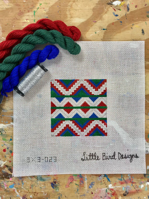 3x3-023 Blue, green, red Mexican geometric 2
