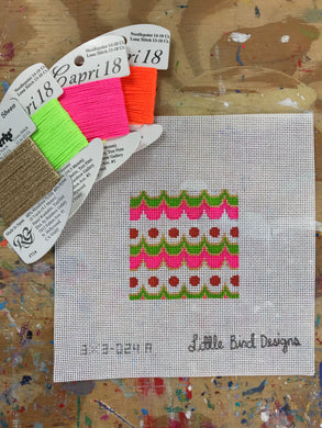 3x3-024A Pink, orange, chartreuse Mexican geometric 3