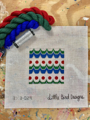 3x3-024 Blue, green, red Mexican geometric 3