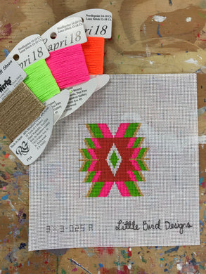3x3-025A Pink, orange, chartreuse Mexican geometric 4