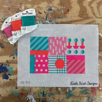 AB-010 1980s inspired shapes red, coral, aqua