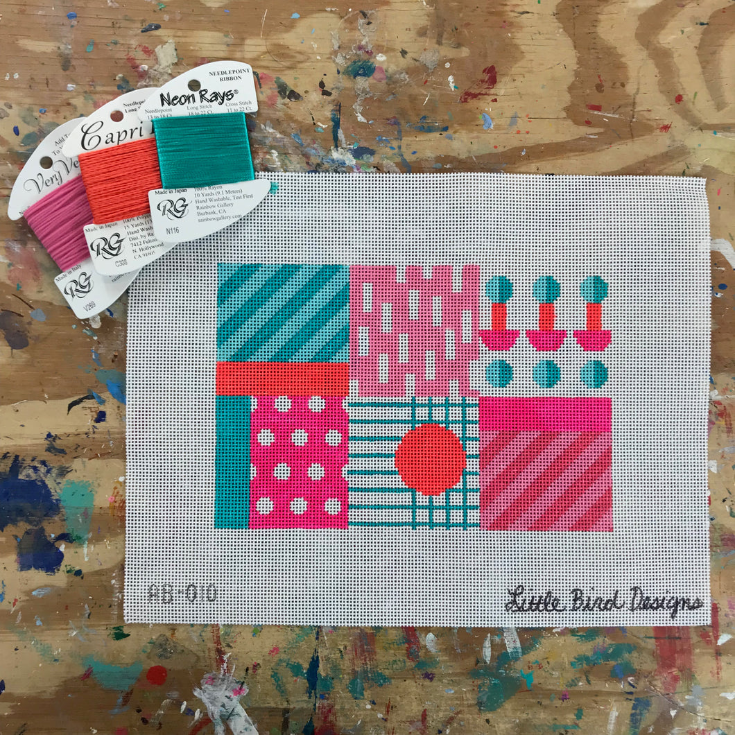 AB-010 1980s inspired shapes red, coral, aqua
