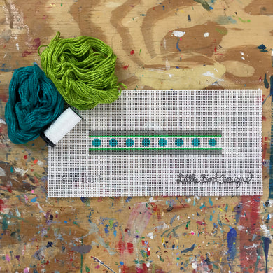 BO-007 Grey and chartreuse stripes, aqua circles