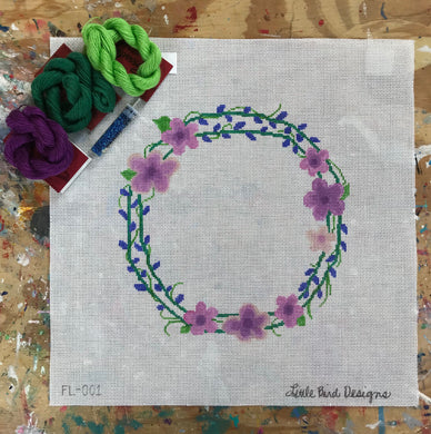 FL-001 Wreath of purple and blue flowers