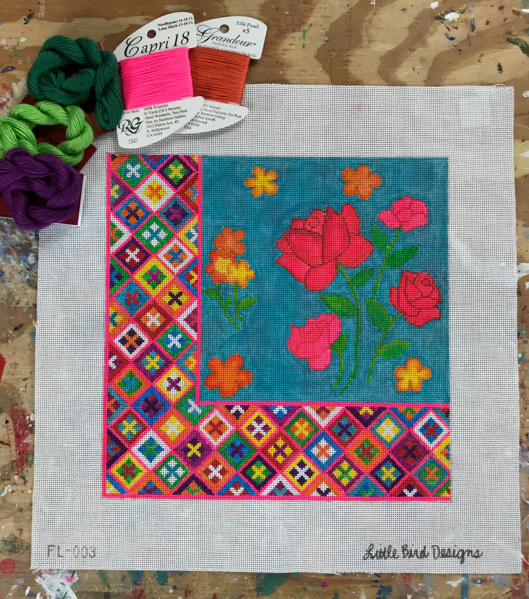 FL-003 Flowers with Oaxacan border