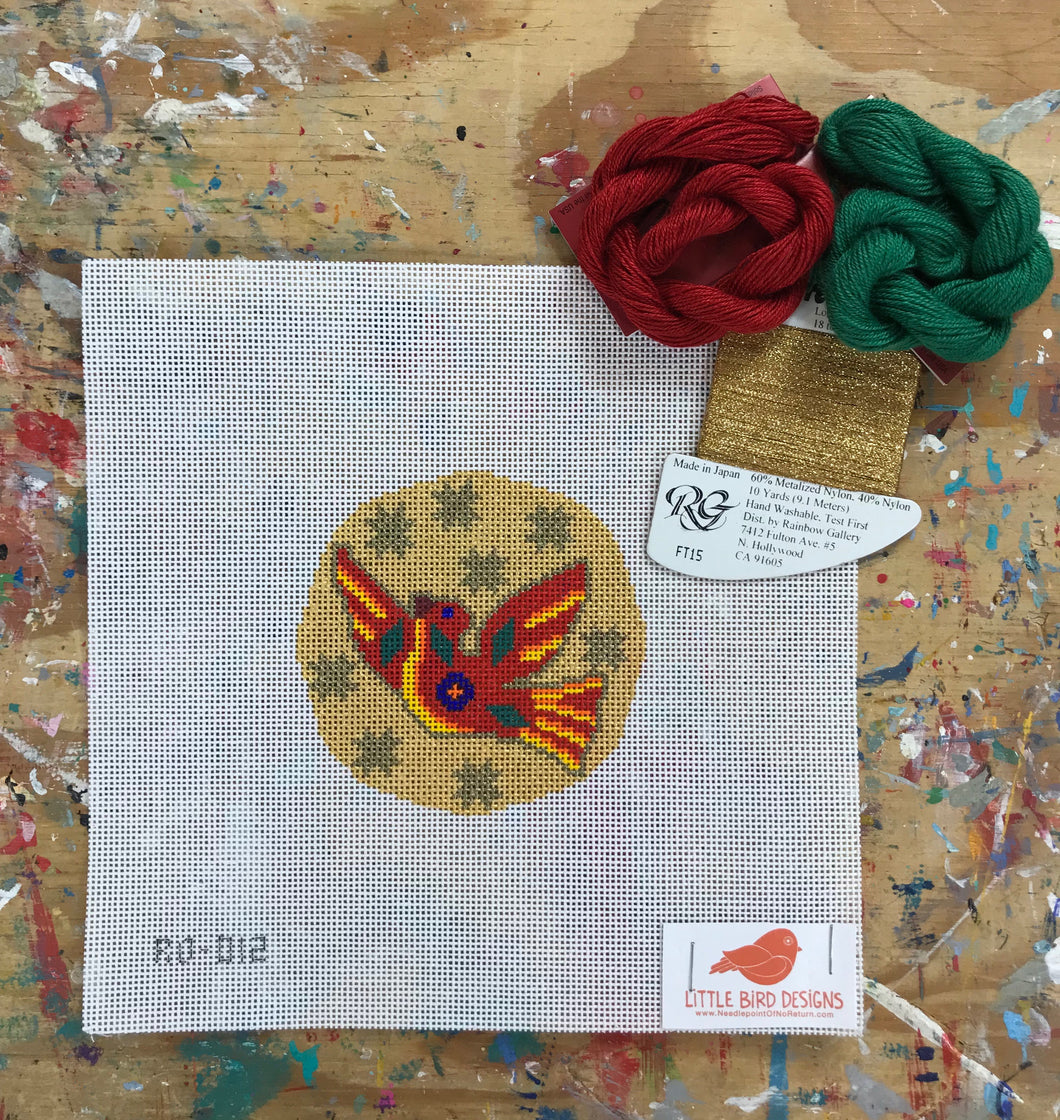 RO-012 Mexican red bird with gold stars