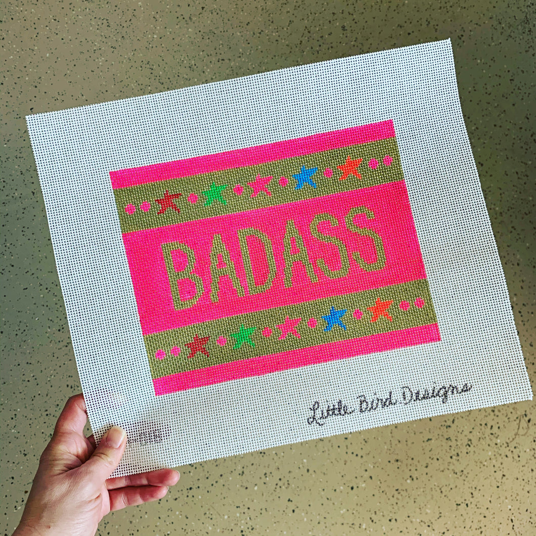 SA-018 Gold Badass on Pink Background