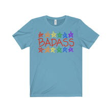 BADASS with rainbow stars - Unisex Jersey Short Sleeve Tee