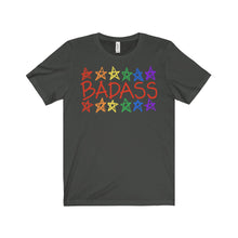 BADASS with rainbow stars - Unisex Jersey Short Sleeve Tee