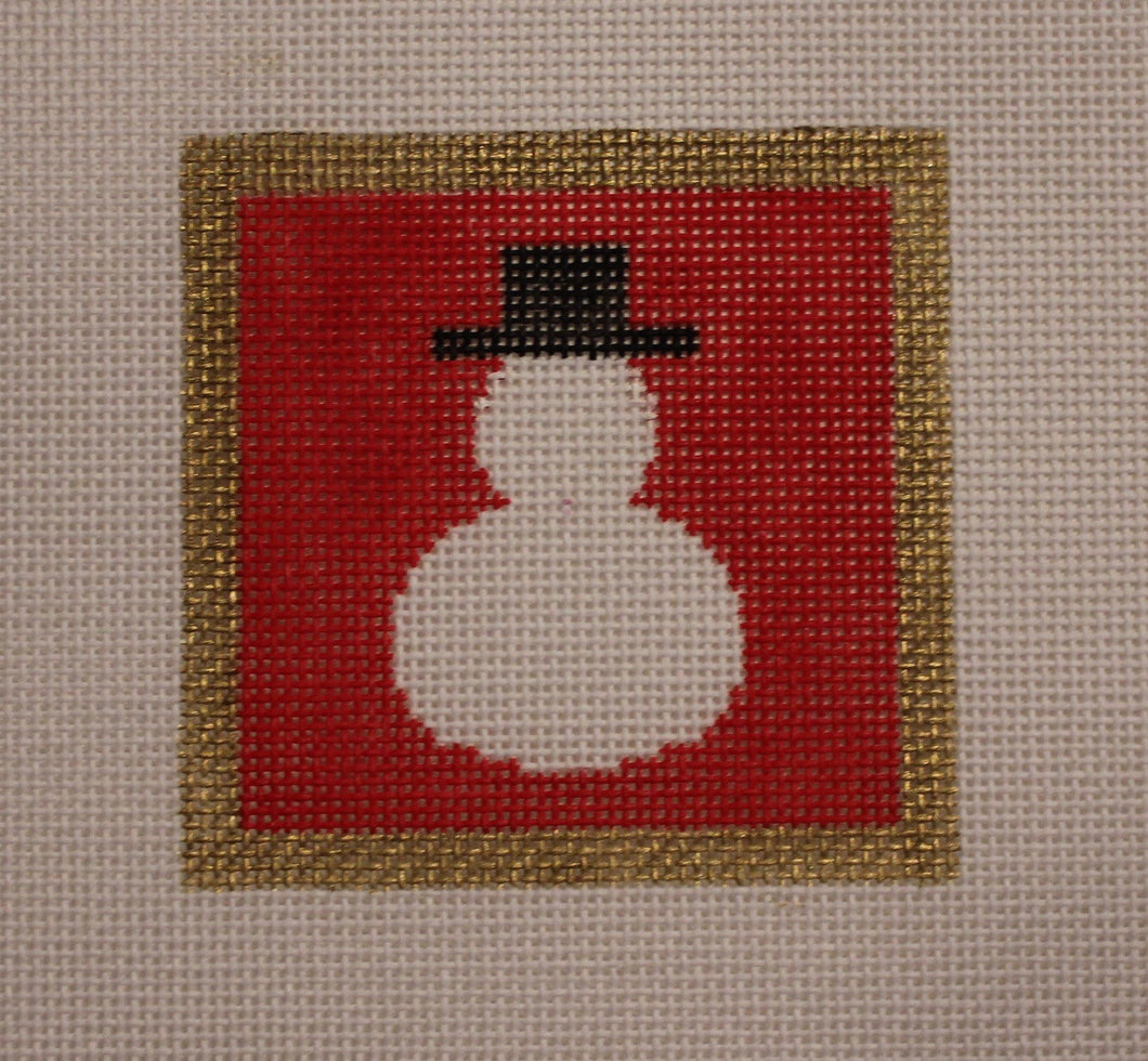 3x3-007 Snowman with red background