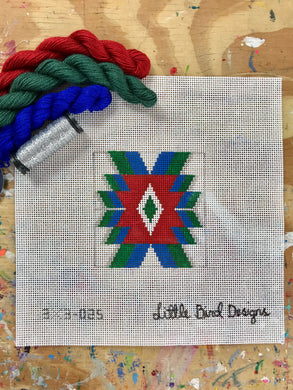 3x3-025 Blue, green, red Mexican geometric 4