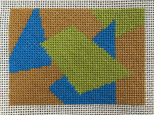 AB-005 Blue and green shapes on tan background