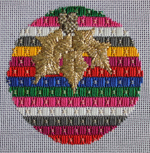Stitch Guide for RO-001 Gold holly and ivy with colorful stripe background