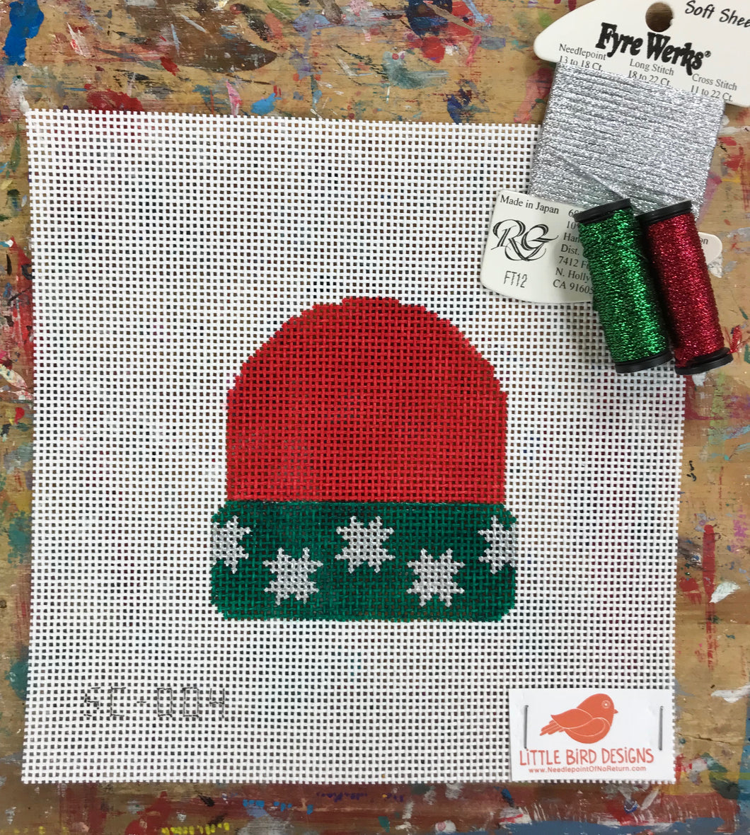SC-004 Red with silver stars stocking cap