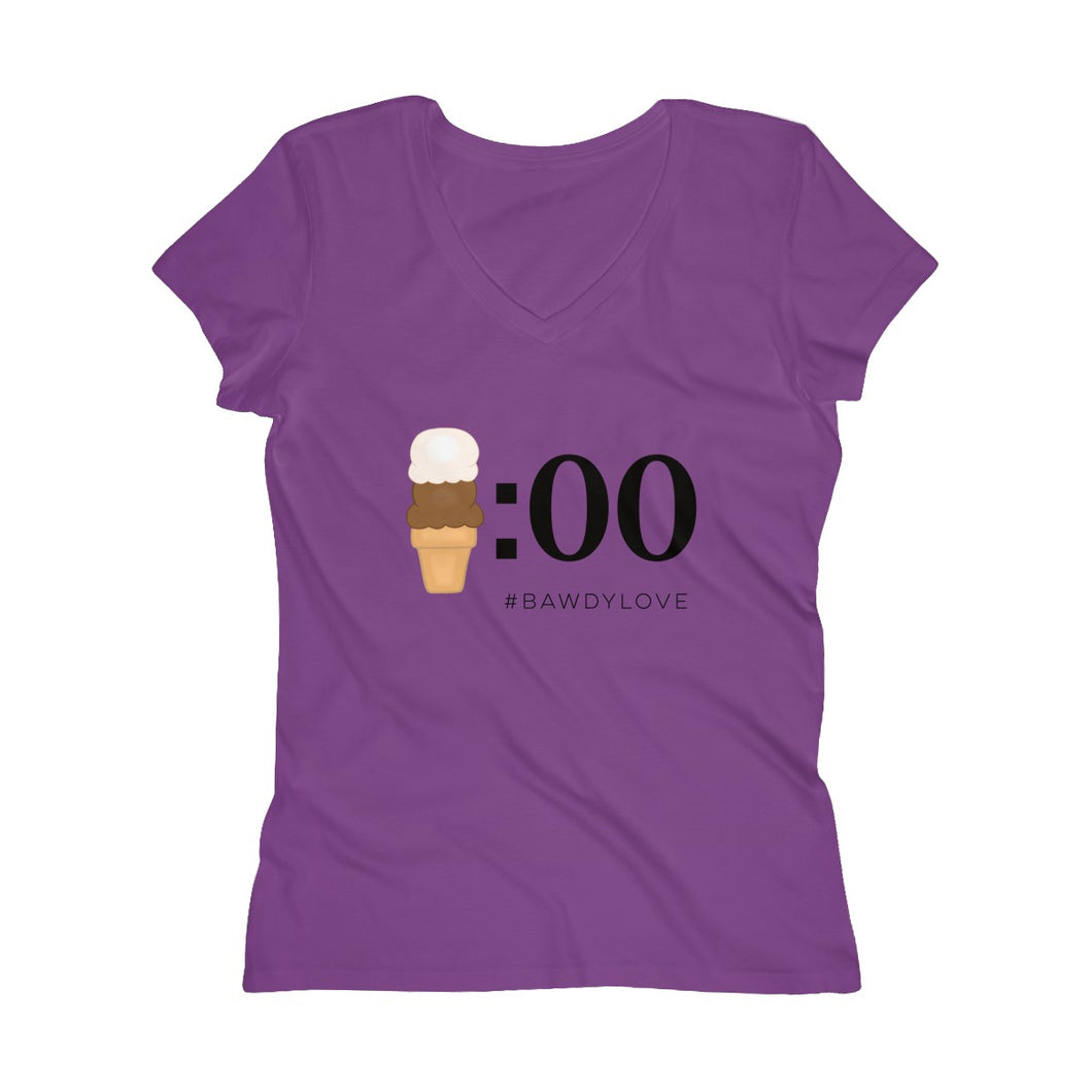 Ice Cream O'Clock Women's Soft Wash V-neck Tee -- a collaboration with Bawdy Love™