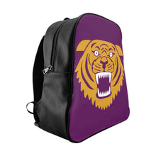 Wildcat with Dark Magenta Background - Leather Backpack